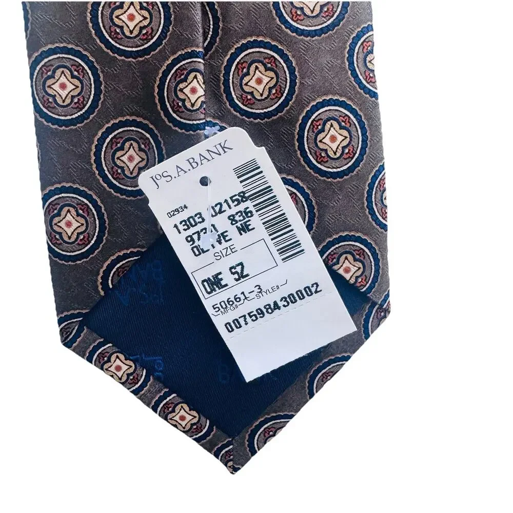 New Jos. A. Bank Executive Collection Brown Circles Men’s Silk Tie 3.5 x 58 NWT